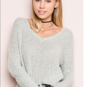 Brandy Melville heather grey vneck sweater